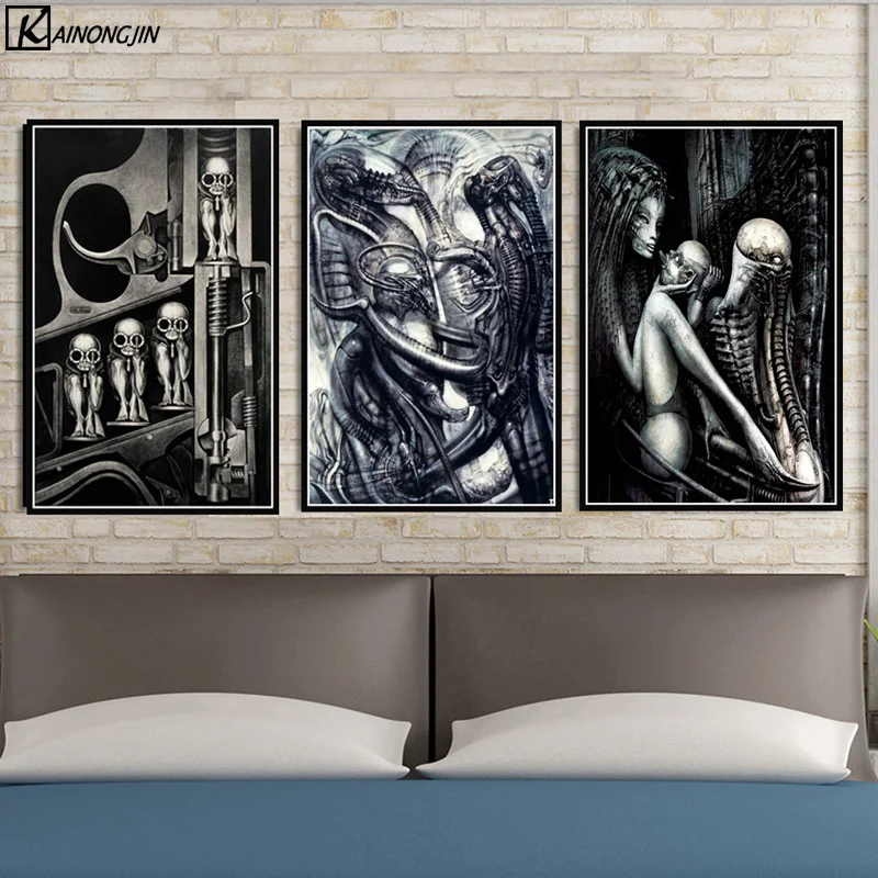 

Hr Giger Li II Alien Poster Horror Artwork Retro Posters and Prints Canvas Painting Wall Art Picture for Living Room Home Decor