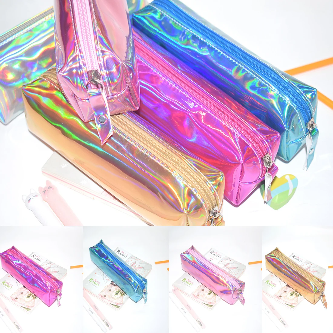 

Reflective Cool Iridescent Laser Pencil Case Quality Cylinder Pencil Bag Stationery Gift Pencilcase Pencil Box School Supplies