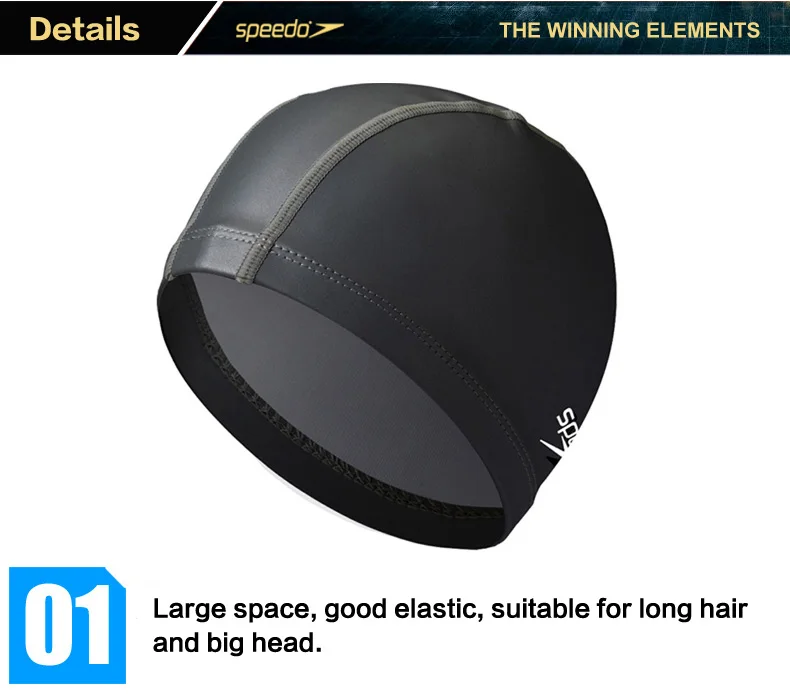 Speedo профессиональная шапочка для плавания s ультра темп Кепка для женщин или мужчин Силикон+ PU водонепроницаемый материал для длинных волос размера плюс