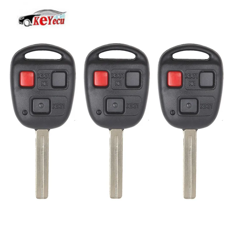 

KEYECU 3 Pcs/lot Remote Key 3 Button 4D68 Chip for Lexus GX470 2003-2009 LX470 2003-2008 FCC ID HYQ1512V Code: TRK-LEX-10-3