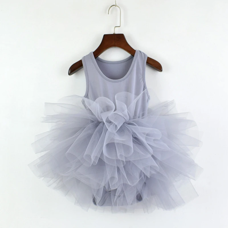 Новинка; балетное платье-пачка для танцев; танцевальная одежда для девочек; детская юбка принцессы; костюмы без рукавов; гимнастическое трико; Одежда для танцев - Цвет: Grey