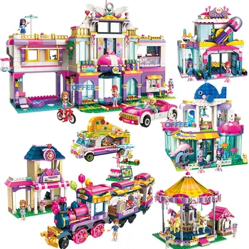

Holiday Amusement Park Ice Cream Car Pop Star House Building Block Bricks Compatible with Friends for Kids Toys Gift