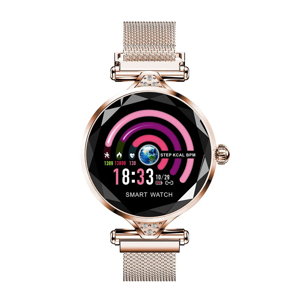 H1 Смарт-часы для женщин фитнес-трекер умный Браслет Водонепроницаемый мониторинг сердечного ритма Спорт Bluetooth для Android IOS - Цвет: H1 Gold