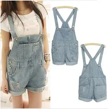 Top Quality 2017 Women Girls Washed Jeans Denim Casual Hole Jumpsuit Romper Overalls Jeans Shorts Summer Style Macacao Feminino