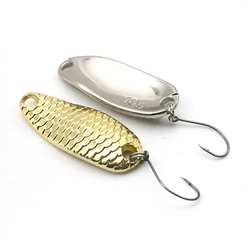 Gold Metal Sequins Fishing Lure Spoon Lure Noise Paillette Hard Baits Treble Hook Pesca Fishing Tackle