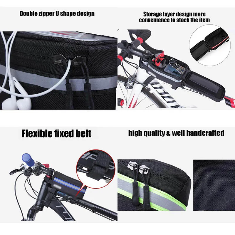 Bicycle Phone Bag Case Touch Screen Waterproof Bike Frame Front Tube Storage Bag Pouch Case for iPhone Samsung 3.5-6 inch Phones (9)