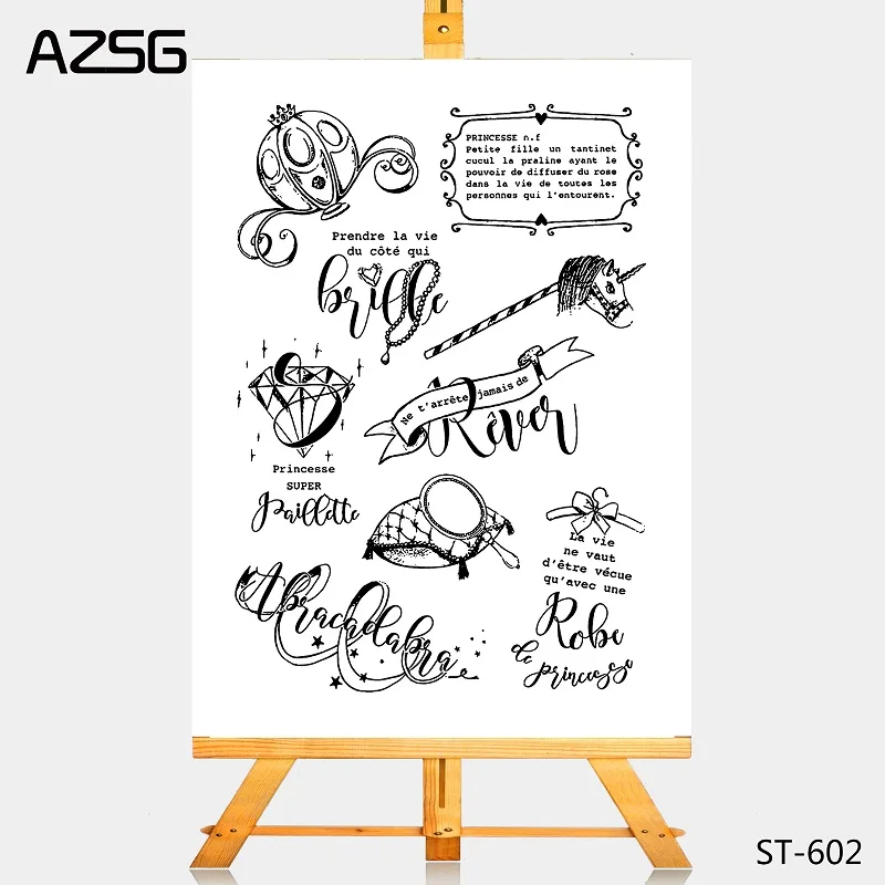 AZSG французские прозрачные штампы для скрапбукинга DIY фото карты счета резиновый штамп готовой прозрачной Размер 11*16 см - Цвет: Stamps-602