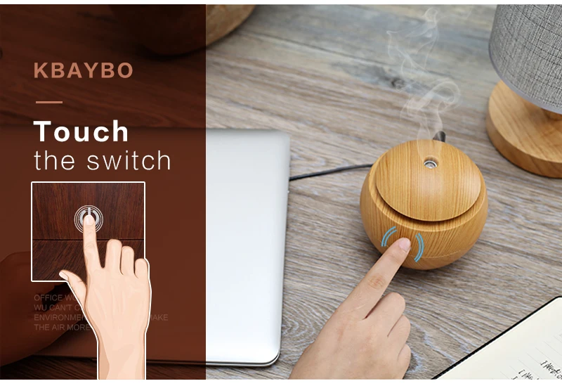 Kbaybo usb aroma essential oil diffuser ultrasonic cool mist humidifier air purifier 7 color change led night light for office home