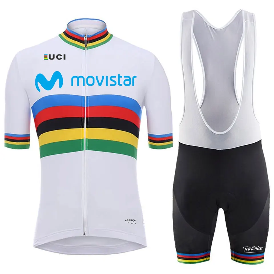 Movistar Men Cycling Jersey Short Sleeve Sets Breathable MTB Bike Cycling Clothing Cycle Sportswear Ropa Ciclismo - Цвет: 4