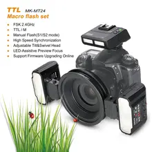 Meike – Flash Macro Twin Lite 5500K, pour Nikon D3400 D5300 D7200 D750 D5600 D3200 D7100 D3300 D7200 D850 as R1C1, MK MT24