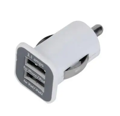 Marsnaska Новое поступление Универсальный мини двойной 2 порта USB Автомобильное зарядное устройство розетка адаптер 3.1A 12 В/24 В - Название цвета: Белый