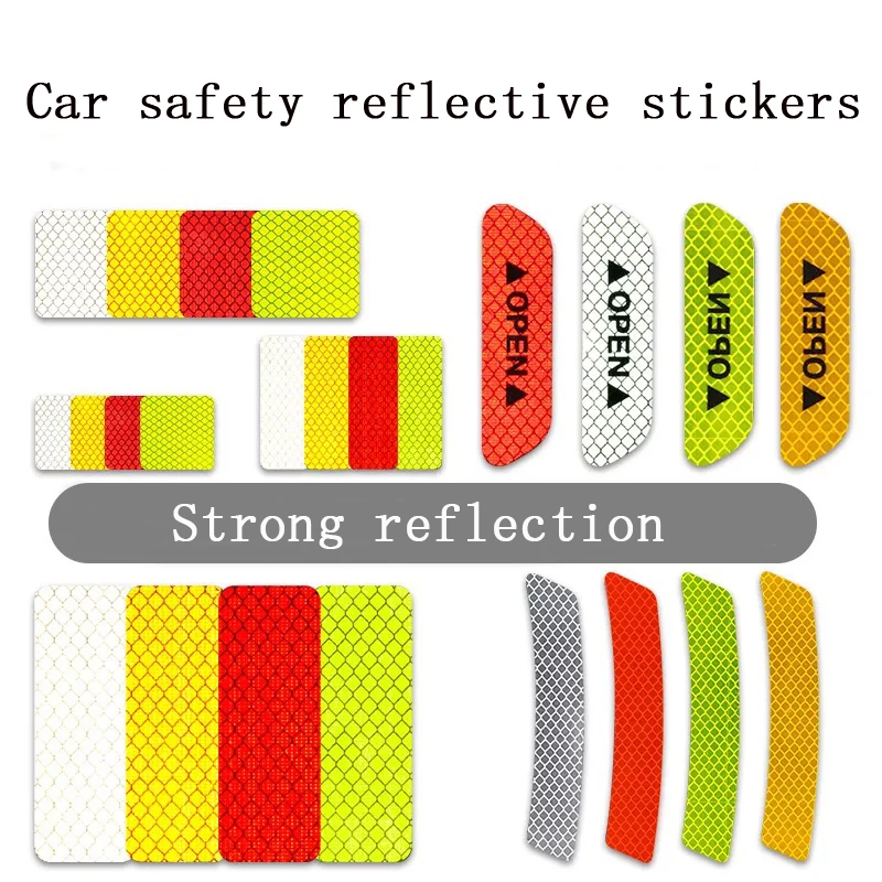 

Car styling Safety Reflective Warning Sticker Wheel Eyebrow Door OPEN Sticker Diamond Wheel bumper Reflective Sticker