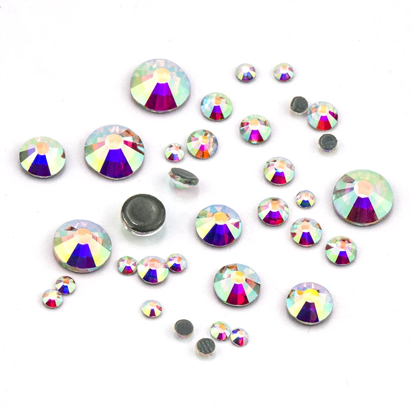 1100Pcs/bag Mix Sizes SS6-SS30 Glass Flat Back Crystal AB Hot fix Strass Stone Wedding decoration Rhinestones beads