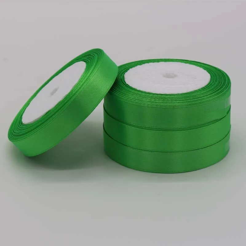 25 ярдов/рулон) 6 мм Весенняя зеленая лента с одним лицом атласная лента подарочная упаковка рождественские ленты