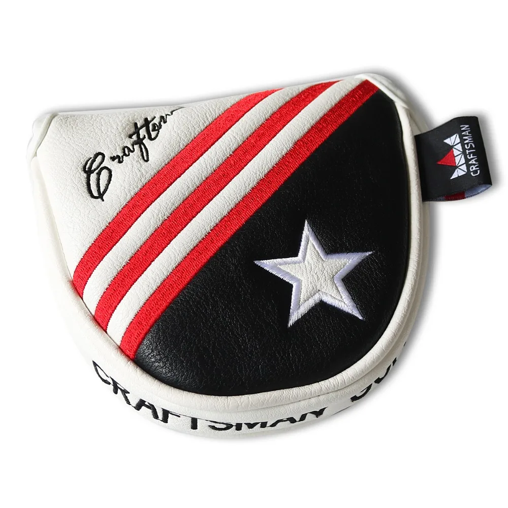 Мастер Гольф Маллет клюшки шлем для пятки голенищем PutterClub Черные, белые, красные в полоску США Звезда вышивка