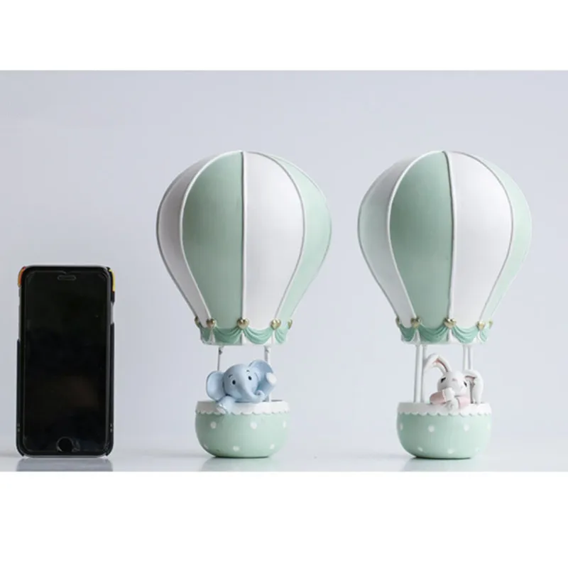  European Style Lifelike Hot Air Balloon Rabbit Elephant Resin Craftwork Decorations Creative Bedroo - 33023303620
