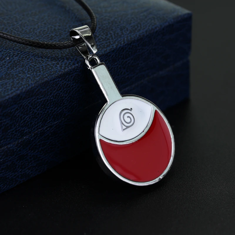 Popular Anime Necklace Konoha Village Uchiha Clan Symbol Pendant Fashion Leather Rope Choker Necklace For Men And Women Gifts