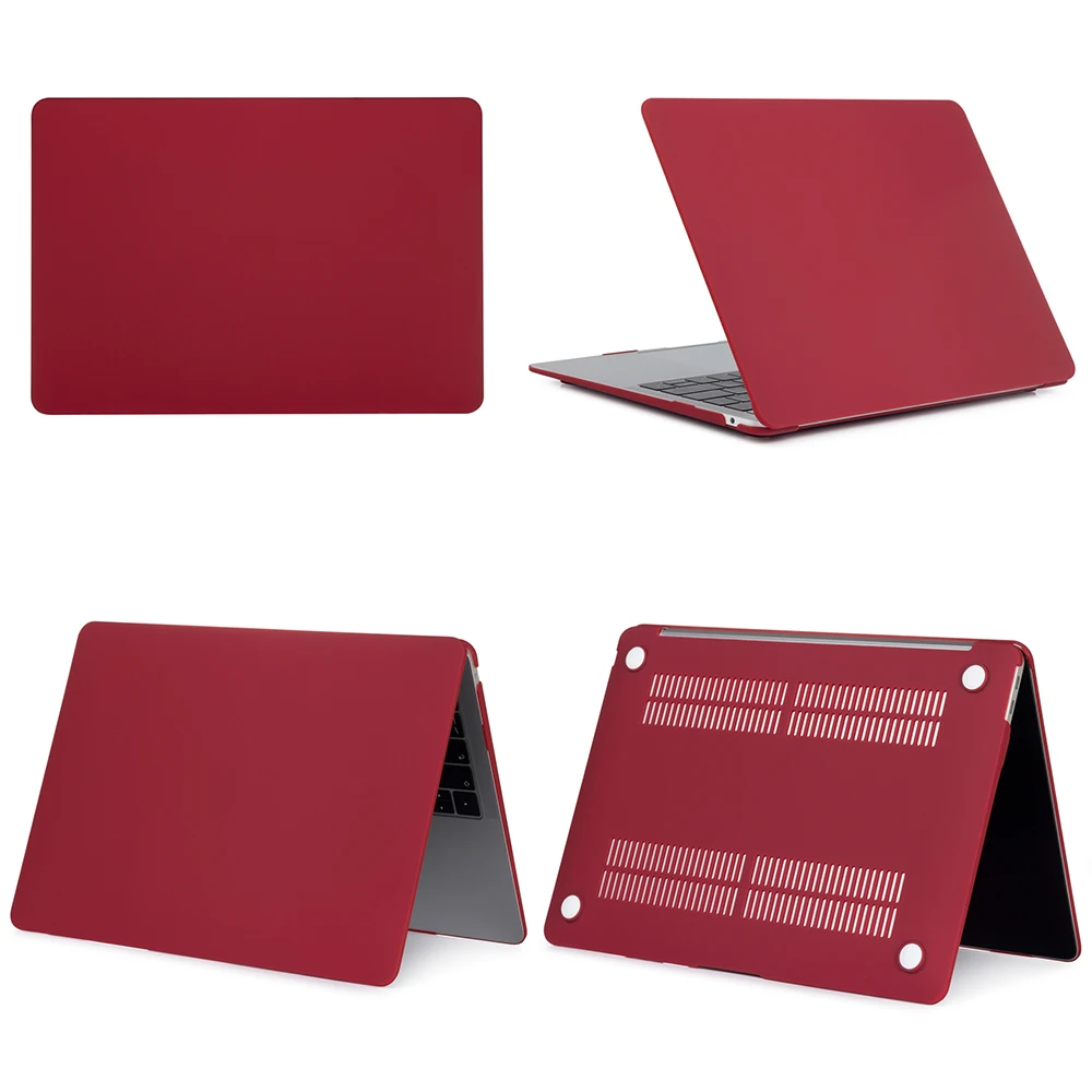 Жесткий Чехол для ноутбука Macbook Air Pro retina 11 12 13 15 сенсорный экран для Macbook New Air 13 A1932+ чехол для клавиатуры - Цвет: Matte Wine Red