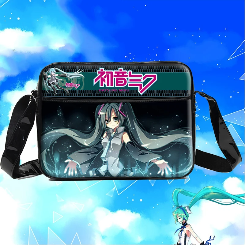 VOCALOID Hatsune Miku Anime Cosplay Messenger Bag PU Cartoon Unisex Students Book Shoulder Bag