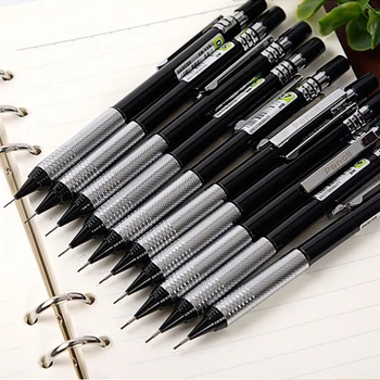 

stationery drawing pencil single 2H ZD126 0.9mm automatic metal art black office mechanical pencils grand quality 6pcs/lot