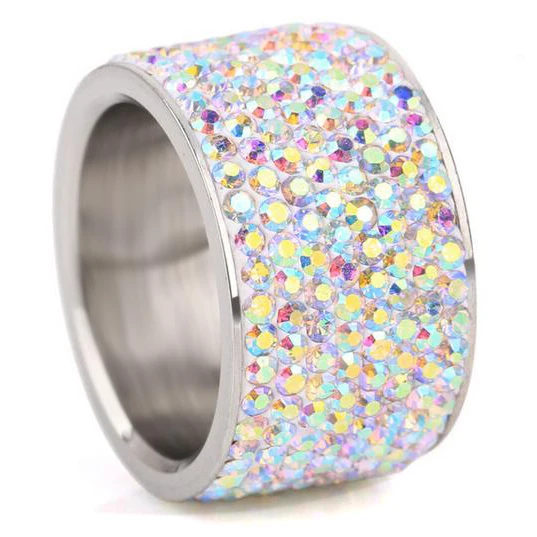 8 рядные хрустальные кольца для женщин, шикарное кольцо с австрийскими кристаллами, женское украшение из нержавеющей стали, аксессуары - Цвет основного камня: AB