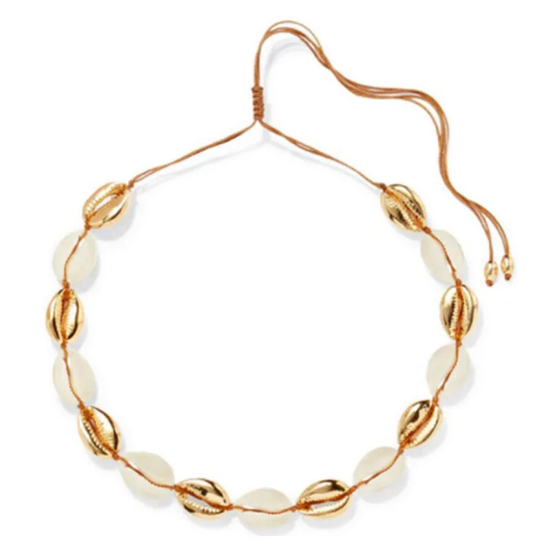 

2019 Boho Natural Shell Charm Necklaces Gold Color Hand Jewelry Statement Necklace For Women Summer Beach Pendant Necklace Gift
