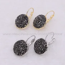 Модные круглые серьги-гвоздики со стразами, темно-каменные серьги, разноцветный металлический Серьги для женщин, модные ювелирные изделия 2665
