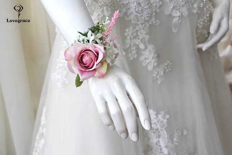 pink wrist corsages bracelet bridal boutonniere wedding flowers  (16)