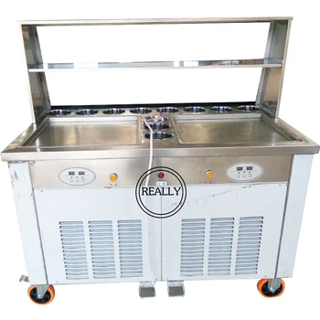 

Custom-made 110V frying icecream machine with 11 tanks with double square pans with 4 pcs shovels
