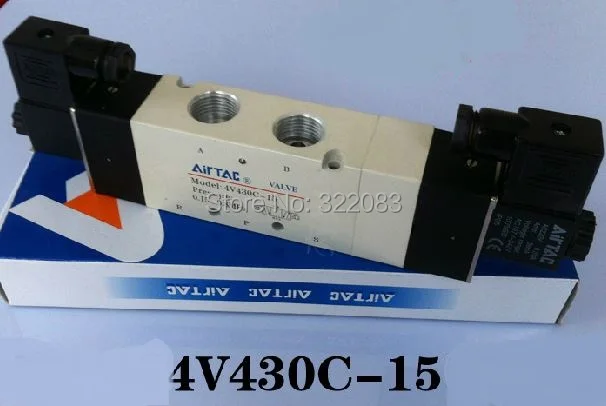 Fevas Air Solenoid Valves 4V430C-15 3 Position 5 Port 1//2 Pneumatic Control Valve Color: AC110V
