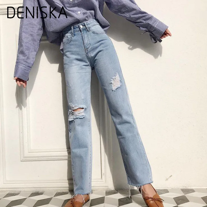 DENISKA Jeans Woman Loose Wide Leg Flare Pants Tassel High