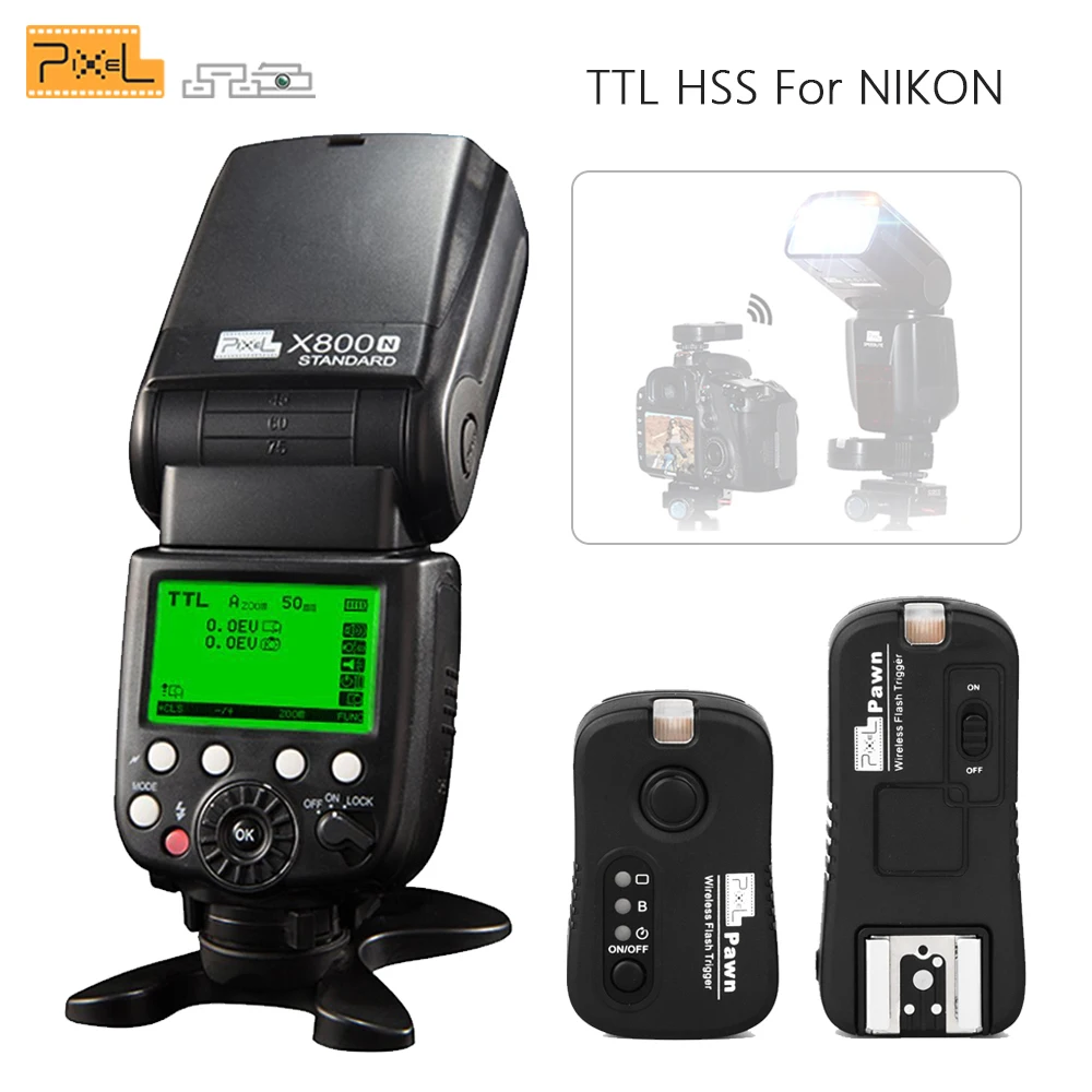 Беспроводная вспышка Speedlite и TF 362 для Nikon d3100 d7100 d90 d5300 d7200 DRSL PIXEL X800N Standard TTL Radio GN60|pixel