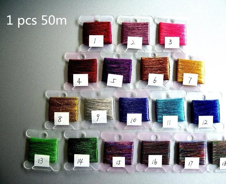 Металлический блестящий эффект вышивка крестиком нить для вышивки нить для рукоделия нить для шитья - Цвет: 1 set 18 pcs 50m