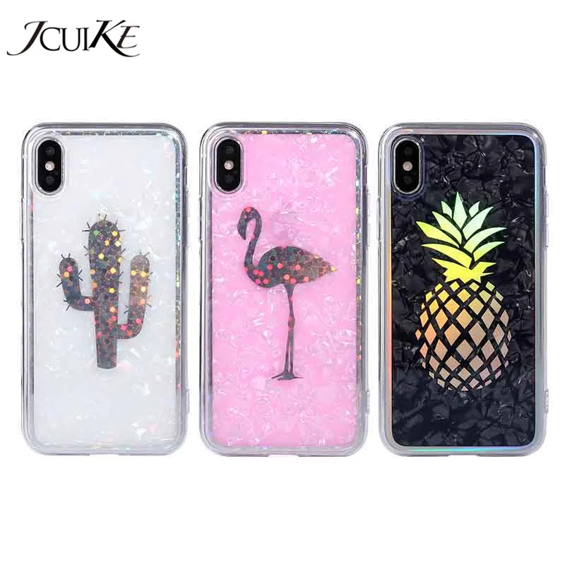 Advanced PC+TPU Conch IMD Cartoon Phone Case for iPhone X 6S 6 7 8 Plus Pineapple Cactus Flamingo Shell | Мобильные телефоны и