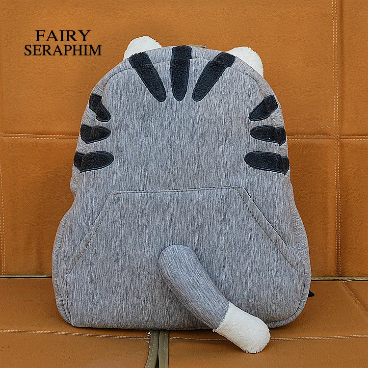 FAIRY SERAPHIM Hight Quality Cartoon cool School Bag For Teenagers cosplay Bags girl's 3D fat cat's tail Backpack