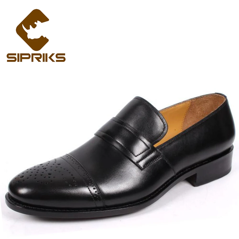 Sipriks на заказ богини сварные туфли мужские импортные кожаные черные Лоферы