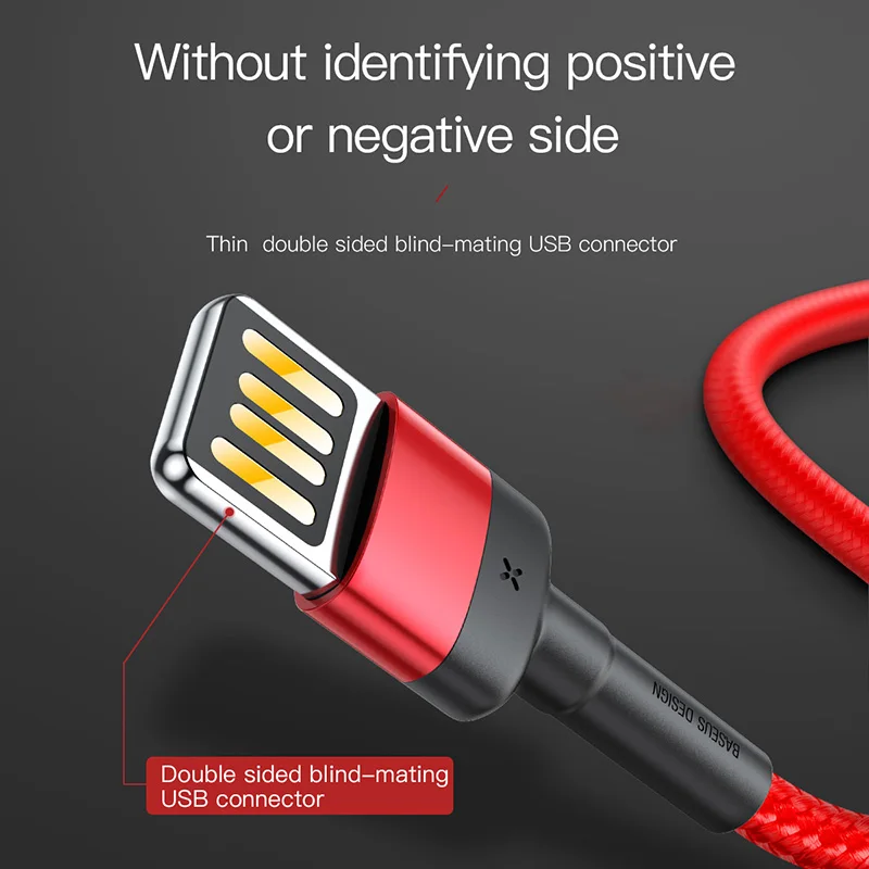 Baseus 2.4A كابل يو اس بي ترقية عكسها سريع كابل شحن ل فون X Xs 8 7 باد البسيطة الهاتف المحمول كبل شحن البيانات الحبل