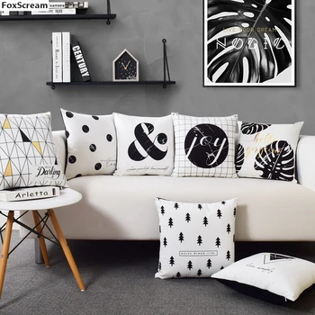 

Scandinavian Cushion Cover Geometric Cushion Black Decorative Pillows Velvet Cushions Throw Pillows Cases For Sofa 45x45cm