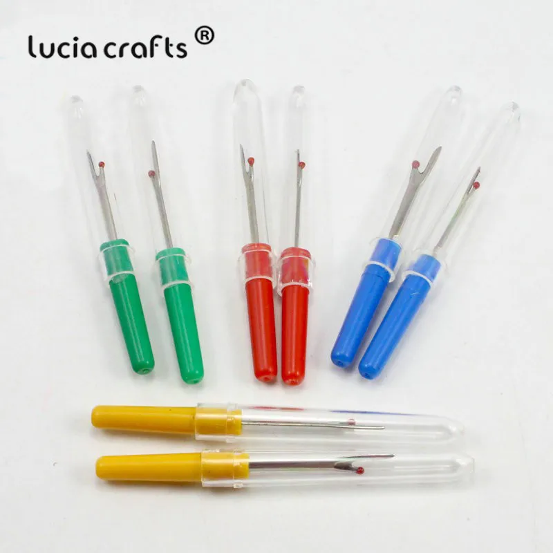 

Lucia crafts 2pcs approx 8.5cm Random color Plastic Handle Thread Cutter Seam Ripper Stitch Unpicker Needle Sewing Tool J0116