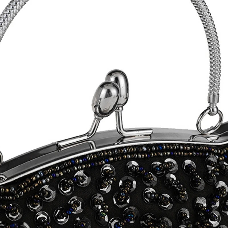 Thinkthendo Beige noir Main Designer Perlé Femmes D'embrayage Luxe De Sac Fleur or Sacs À argent Mariage pourpre Baiser Cru Serrure Soirée Sequin TqTrUOw