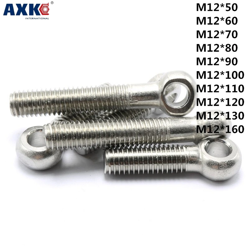

AXK 1pcs 304 stainless steel joint bolts Slip knot screw Fish eye bolt Round head with hole screw M12*50-160mm