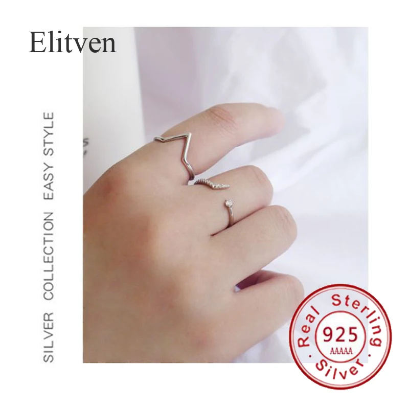 

Elitvent Simple Minimalism Adjustable 925 Sterling Silver Open Finger Ring for Women Cocktail Band Fine Jewelry Birthday Gift