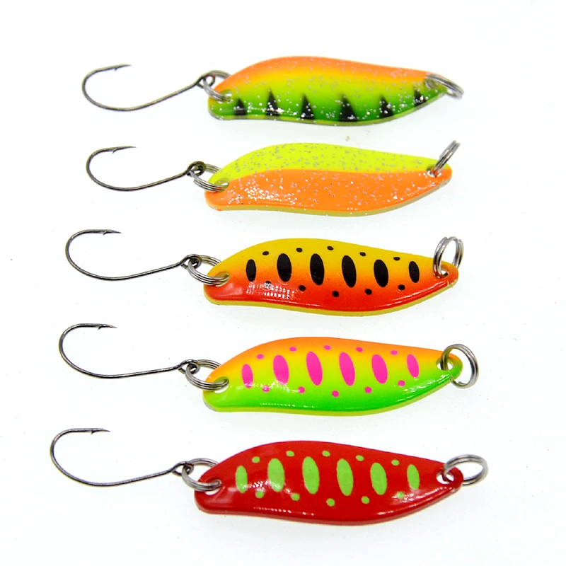 

5Pcs Spoon 3.5g Single Hook Multicolor Metal Spoon stream Fishing Lures Trout