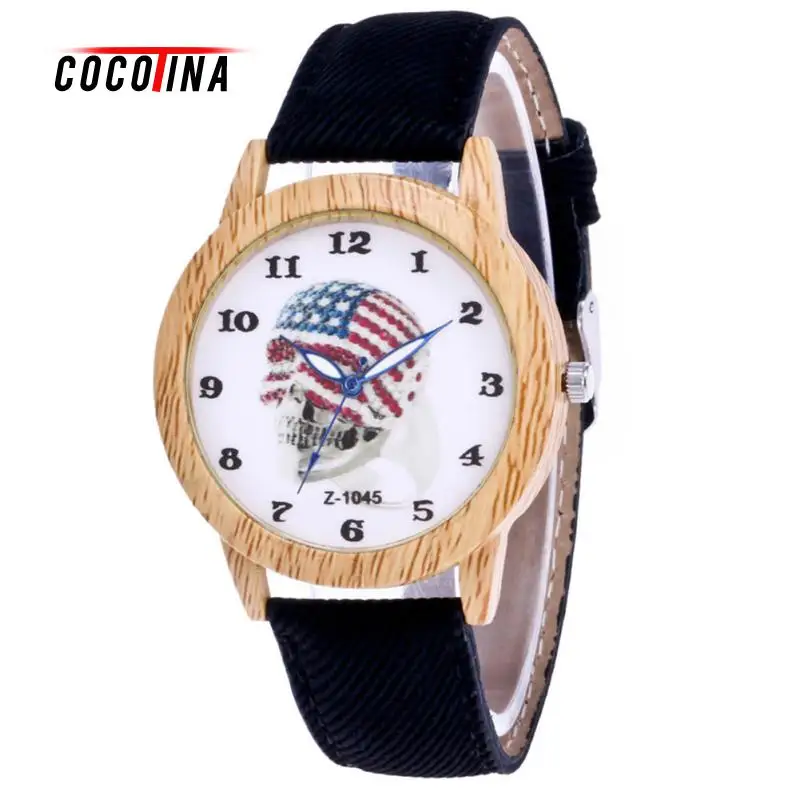 

COCOTINA Luxury Halloween Color Skull Head Watch Analog Quartz Bracelet Wrist Watch Fashion Denim Trap Watches LSB9021