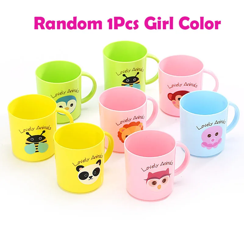 1 шт. 250 мл детские чашки питьевой воды щетка Зубы спринцовка дети; Младенцы молока чашка с ручкой кружка для завтрака напиток - Цвет: Random Girl Color