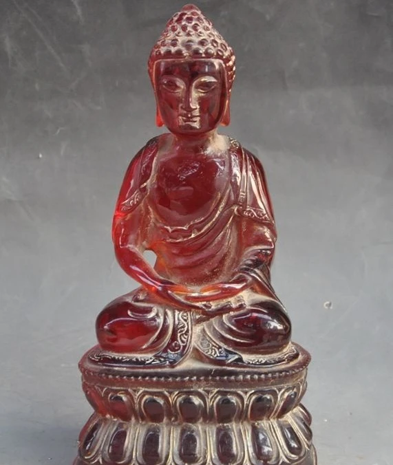 

9" tibet buddhism Artificial Amber Sakyamuni Shakyamuni Tathagata buddha statue
