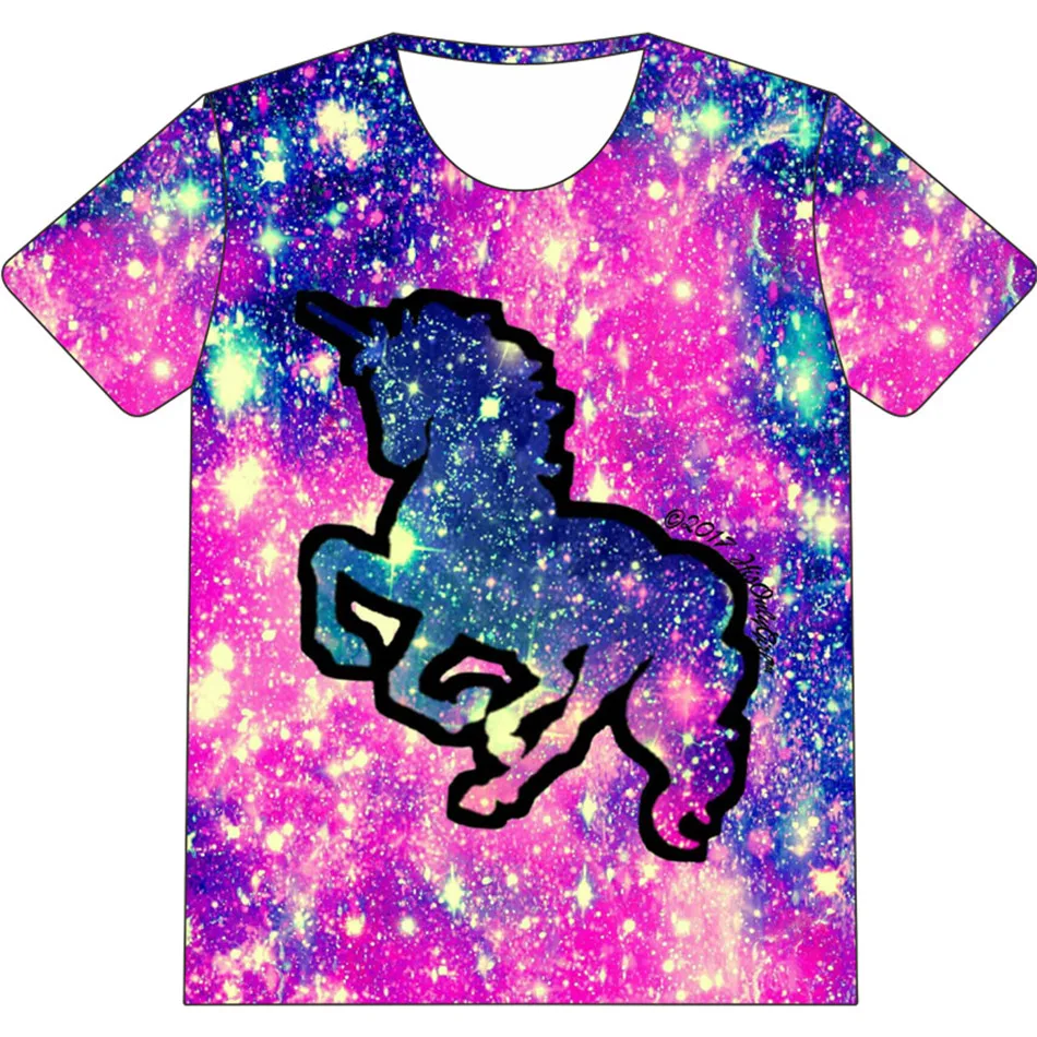 Joyonly/модная футболка с 3D принтом для мальчиков и девочек; коллекция года; сезон лето; Новинка; детская забавная футболка с разноцветными Звездами Галактики, аниме, единорога