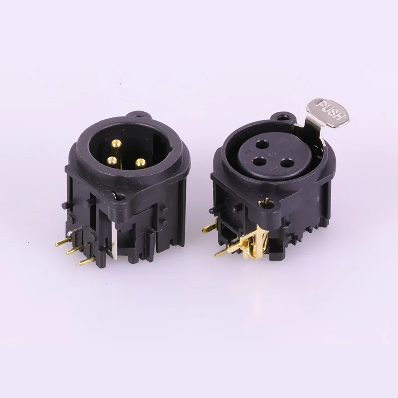 Богатые технология Угловые XLR Разъем Черный Пластик 3pin Мужской/Женский Джек