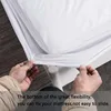 Funda protectora suave y resistente al agua para cama, cobertor protector transpirable personalizado, color blanco sólido, antialergias ► Foto 2/6