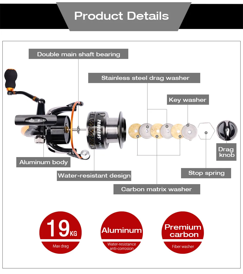 PRO BEROS 5.5:1 All-metal Lightweight 9 Ball Bearing Spinning Fishing Reel